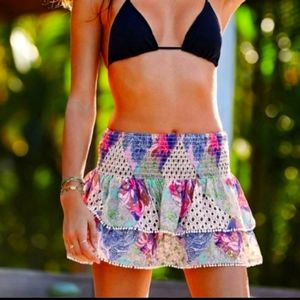 Victoria's Secret Vintage Swim Cover-up Ruffle Floral Patchwork Skirt Small NWT